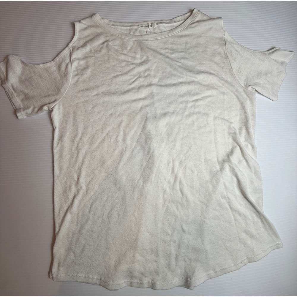 rag bone JEAN Cold Shoulder Tunic Top knit Cream white Size M